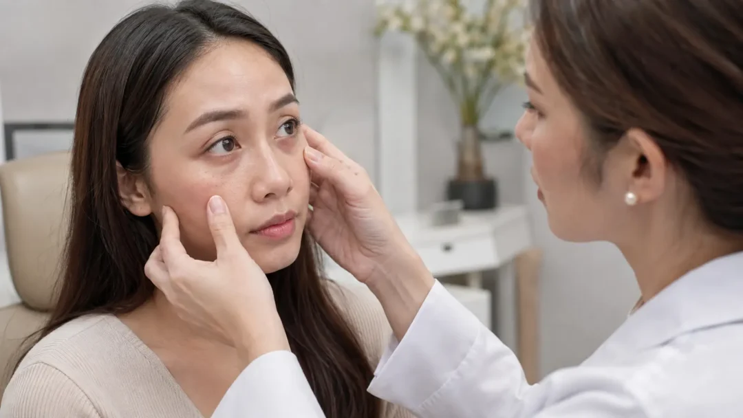 Evaluasi dokter setelah operasi kantung mata dengan hasil yang perlu diperiksa