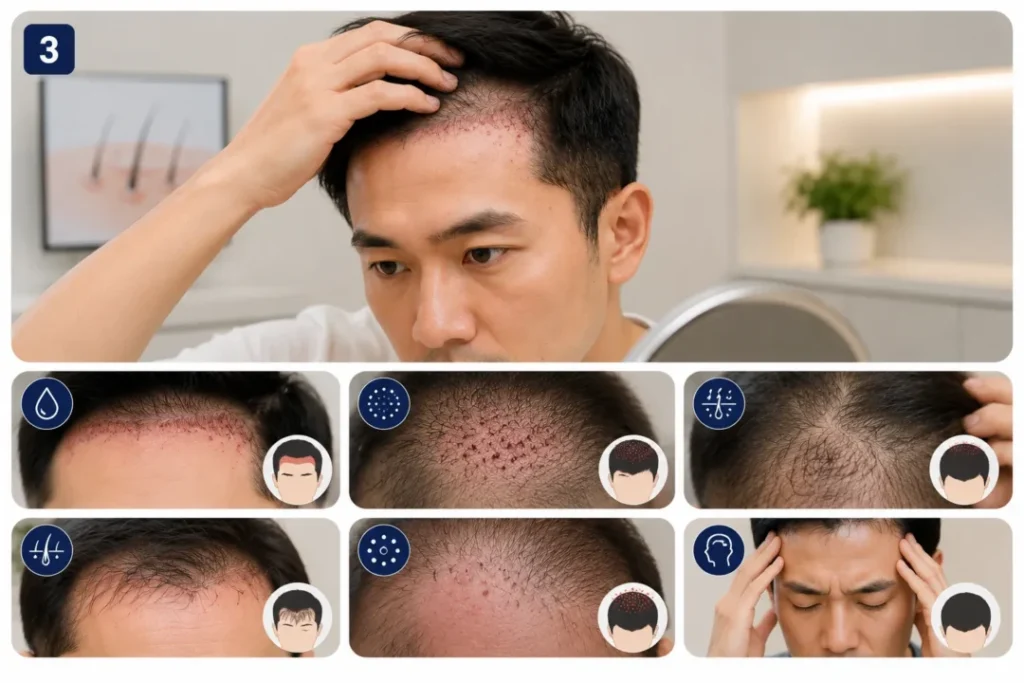 Dokter menjelaskan risiko dan efek samping hair transplant kepada pasien