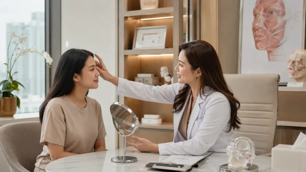 Konsultasi harga botox wajah dan evaluasi area treatment
