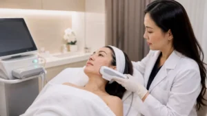 Perawatan Ultherapy pada area rahang di klinik estetika
