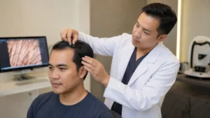 Konsultasi hair transplant dan evaluasi garis rambut
