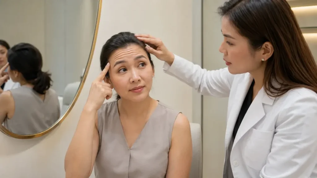 Konsultasi botox wajah dan evaluasi aktivitas otot wajah